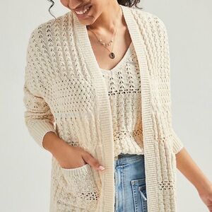 ANTHROPOLOGIE Cream Textured Open Cardigan